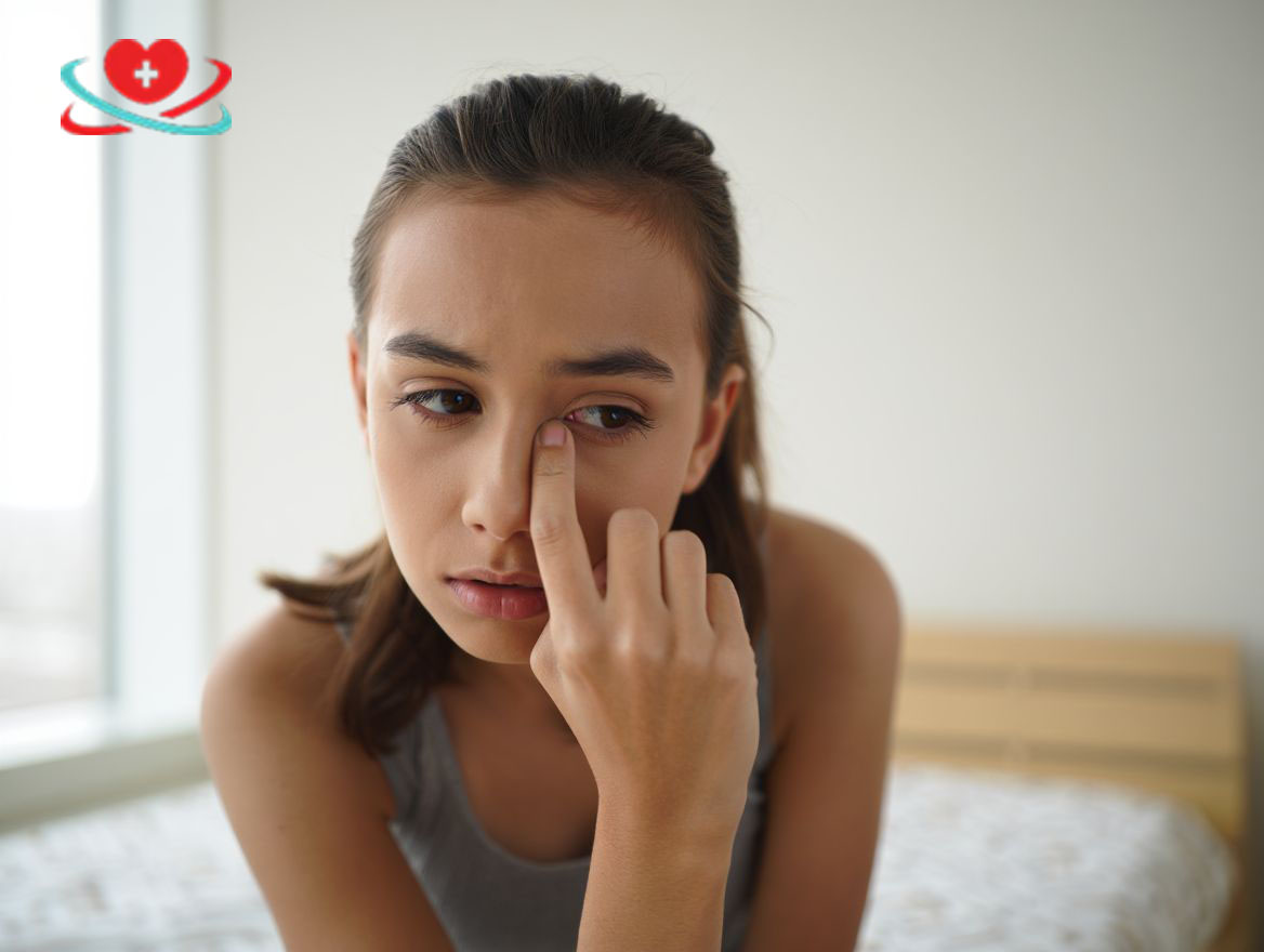 Девушка смотрится в  зеркало